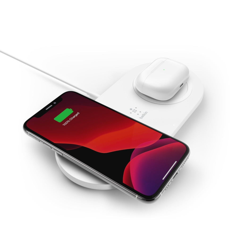 Belkin Boost Charge Qi Dual Ladepad mit 2x 15W, inkl. Netzteil, weiß Belkin Boost Charge Qi Dual Ladepad mit 2x 15W, inkl. Netzteil, weiß